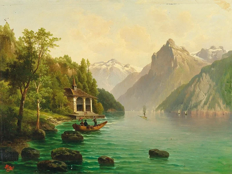 1840-Anton Pick - La Cappella di Tell sul Lago dei Quattro Cantoni